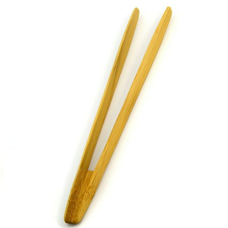 HUELE Long Grip 2-Pack 9.5-Inch Natural Bamboo Kitchen Tongs Toast Tongs HU HL 